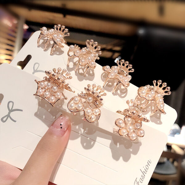 Wholesale exquisite pearl metal geometric hairpin back head female small gripper women's side clip top clip ponytail clip hair accessories
