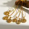 Wholesale Electroplated Portrait Pendant Necklace For Women With 18K Gold Plated Stainless Steel And Zircon, PVD Coated Snake Chain