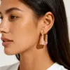 Wholesale Geometric Stud Earrings For Women, Waterproof Non Tarnish 304 Stainless Steel With 18K Real Gold Plated PVD Coating And Resin Inlay