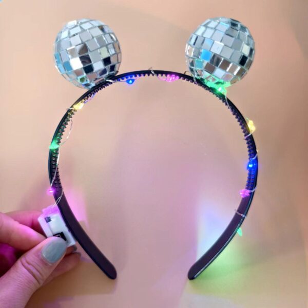 Wholesale  Explosive Disco Mirror Ball Hair Band Disco Ball silver LED Luminous Hair Band Disco Luminous Hair Band