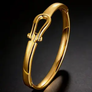 Wholesale Heart Shape Gold Bangle For Women, Waterproof Non Tarnish 304 Stainless Steel With Electroplated And Rhinestones Inlay