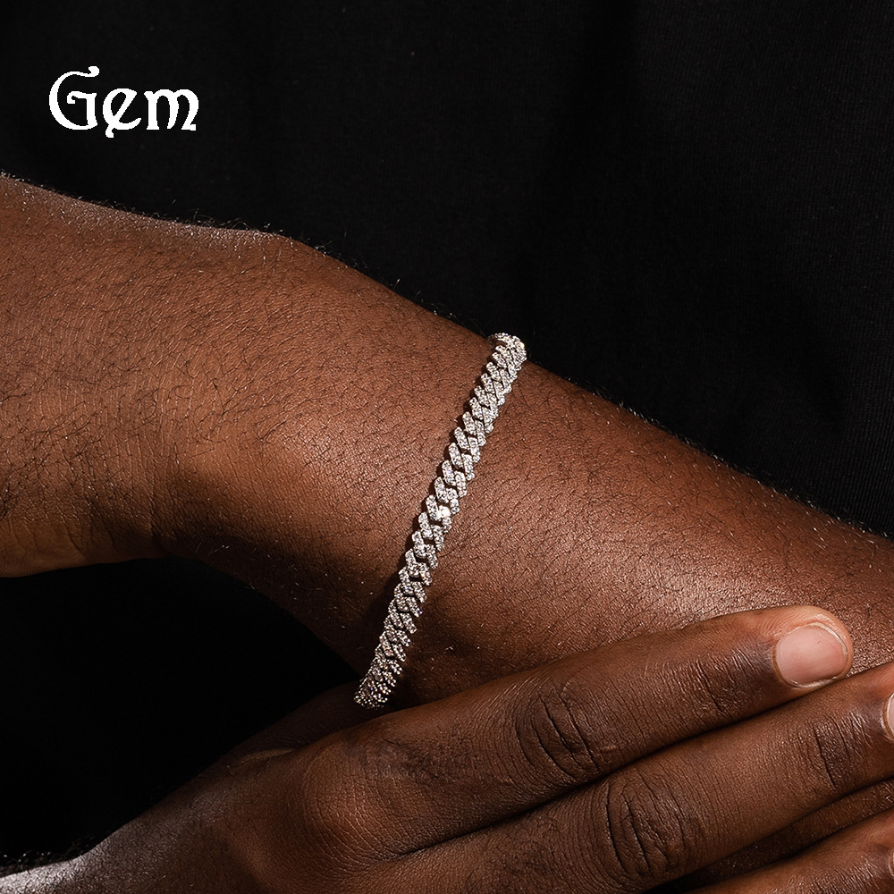 Wholesale Copper-set zircon rhombus bracelet Cuban bracelet