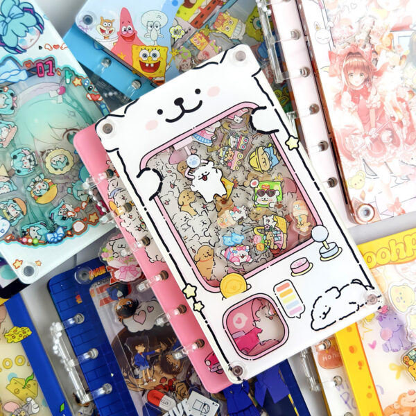 oly-ebb0dae1ce7b84679cfdef20fdc1eb8d Wholesale DIY hand ledger creative film a7 rocking notebook cartoon lines puppy animation acrylic loose-leaf book