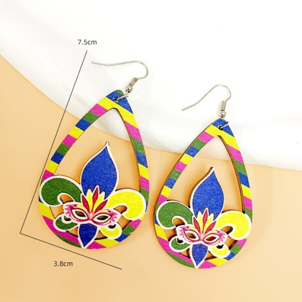 oly-ebbb6f49d7f18396c6c84cead4caca3c Wholesale carnival earrings, hollow teardrop mask clown earrings, personalized hip-hop party set