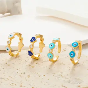 Wholesale Vintage Style Simple Style Eye Copper Plating Inlay Zircon 14k Gold Plated Open Ring