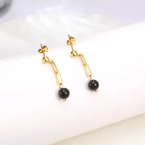 Wholesale Vacuum Plating Real Gold Plated Splicing 304 Stainless Steel Elegant Streetwear Waterproof Non Tarnish Drop Earrings