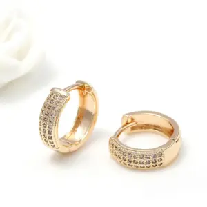 Wholesale Geometric Hoop Earrings For Women Featuring Electroplated Copper With Zircon Inlay And Copper Ear Pins