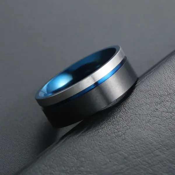 Wholesale Trendy Dual-Color Titanium Steel Ring For Men New New Minimalist Geometric Pattern Fashionable Creative SA1069