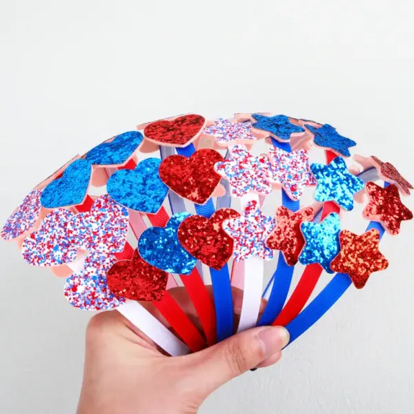 Wholesale Sequin Heart-Shaped Headband Plastic Star Headband Independence Day Party Women's Simple Four Seasons Universal