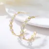 Wholesale C Shape Stud Earrings For Women In Copper With Zircon Inlay And 925 Sterling Silver Posts, New Style