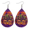 oly-ec048b0a74097244fb1c1ac3b54a142d Wholesale Carnival Triple Leather Earrings Shiny Leaf Shape Earrings Bohemian Carnival Earrings