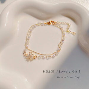 S217 Gold-double flower bracelet
