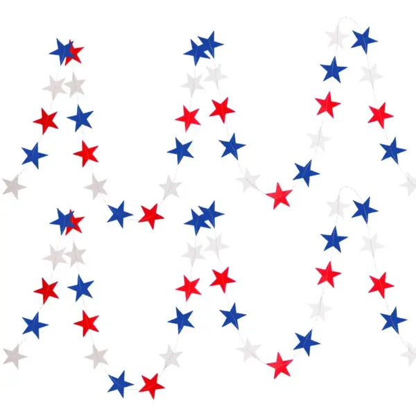 Wholesale 71st National Day Celebration Decoration American Party Supplies Red Blue White Star Bunting Hanging Decoration Customizable Holiday Decorations