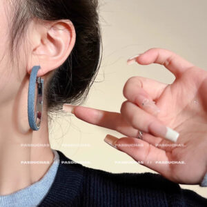A2748 light-design denim large hoop earrings