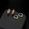 Wholesale Round Hoop Earrings For Women With Copper Posts, Electroplated 14K Real Gold Plated Featuring Zircon Inlay