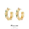 Wholesale C Shape Earrings For Women With 925 Sterling Silver Ear Pins, Copper Base, Electroplated Gold Plating, And Zircon Inlay