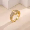 Wholesale Open Ring Copper Plated 18K Gold Zircon Geometric Unisex Ring Suitable For Men And Women