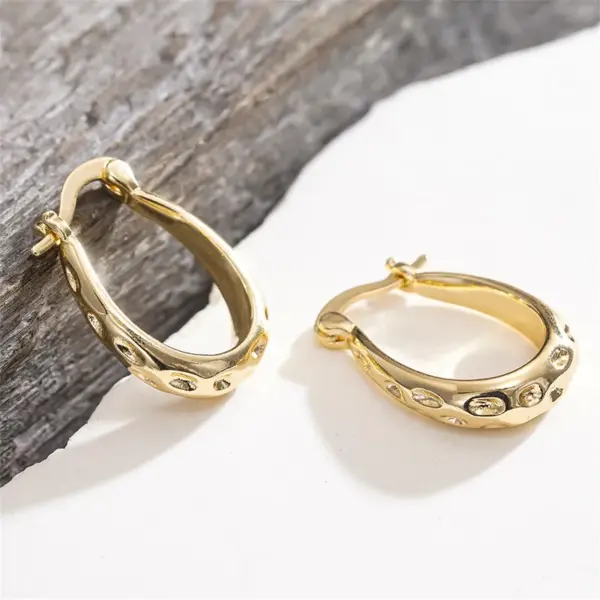 Wholesale Three-dimensional Geometric Earrings For Women In Copper With KC Golden Water Plating And 0.03µm Thickness