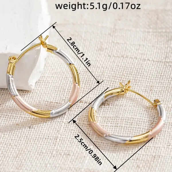 Wholesale Three-dimensional Geometric Earrings For Women In Copper With KC Golden Plated Water Plating And 0.03µm Thickness