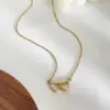 Wholesale Real Gold Plated 316L Stainless Steel PVD Coated Heart Shape Waterproof Non Tarnish Surgical Steel Simple Style Cable Chain Pendant Necklace For Women's