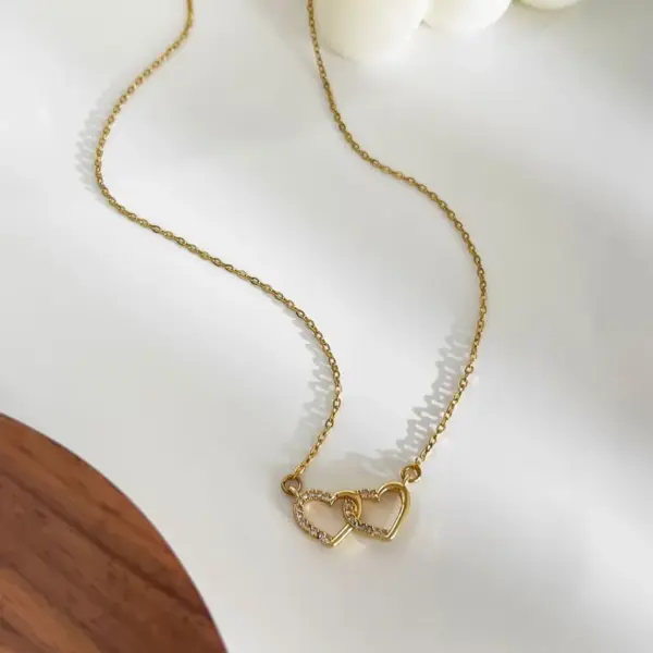 Wholesale Real Gold Plated 316L Stainless Steel PVD Coated Heart Shape Waterproof Non Tarnish Surgical Steel Simple Style Cable Chain Pendant Necklace For Women's