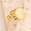 oly-eca6ebfbcb69eb17c5c8bc3aae192b24 Wholesale 2pcs/set White Nude Natural Stone Jewelry Set 18K Gold Plated Stainless Steel Necklace Ring Minimalist Water Drop Shape Two-Piece Jewelry Accessories Daily Wear Choice