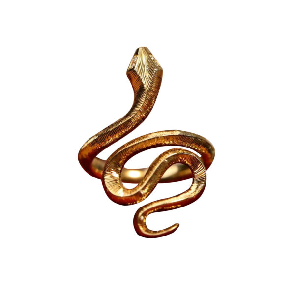 oly-ecac706d55c9b24d0f9a4fbc6325f329 Wholesale Gold-Plated Textured Snake Ring, Mid-Century Style, Retro Winding Snake-Shaped Micro-Embedded Opening, Adjustable Ring, Fashionable and Personalized