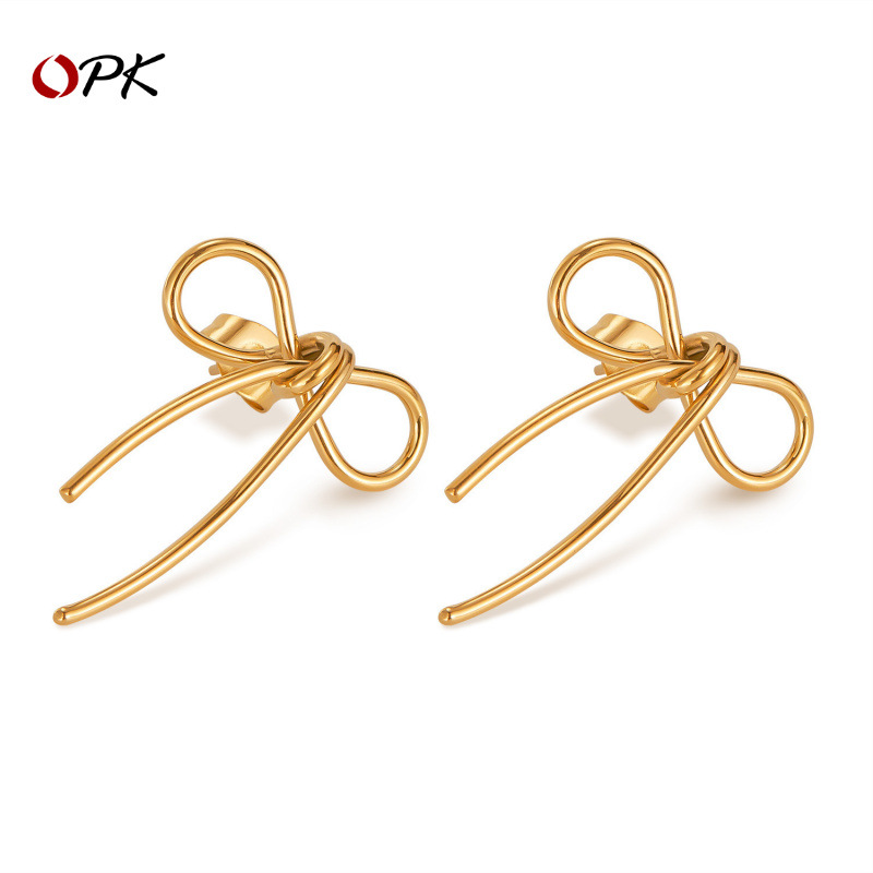 Wholesale Ins Niche Creative Design Earrings Women's Accessories Fashion All-match Simple Style Stainless Steel Bow Jewelry