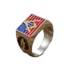 Wholesale Haiyi Alloy Ring American Flag Design Men's Glue Drip Ring Simple Style Jewelry Accessory Electroplated Craft