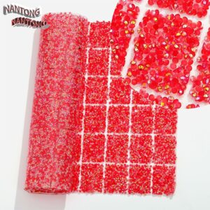 3 red / Flat bottom round hot diamond hot melt square adhesive sticker [full piece 24*40cm small square 3*4cm]