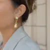 Wholesale Geometric Earrings For Women In Waterproof 304 Stainless Steel With 18K Gold Plated PVD Coating And Zircon Inlay