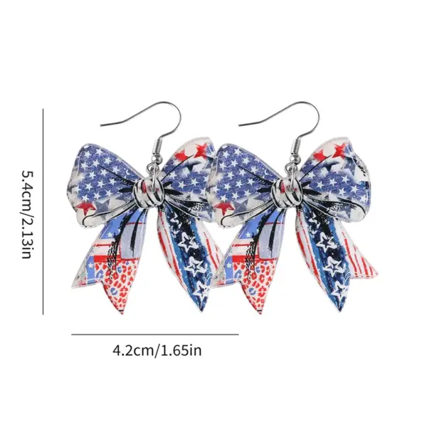 Wholesale Retro White Acrylic Bow Tie Print Drop Earrings For Women With 304 Stainless Steel Ear Pins
