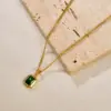 Wholesale 304 Stainless Steel Square PVD Coated Zircon 18K Real Gold Plated Simple Style Classic Style Waterproof Non Tarnish Inlay Cable Chain Lobster Trigger Clasp Closure Gold Pendant Necklace