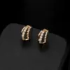 Wholesale Irregular Stud Earrings Featuring Electroplated Copper With Zircon Inlay And 925 Sterling Silver Ear Pins