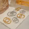 Wholesale 304 Stainless Steel Circle Round PVD Coated 18K Real Gold Plated 18K Gold Lady Sexy Rock Waterproof Non Tarnish Polishing Plating Gold Silver Earrings