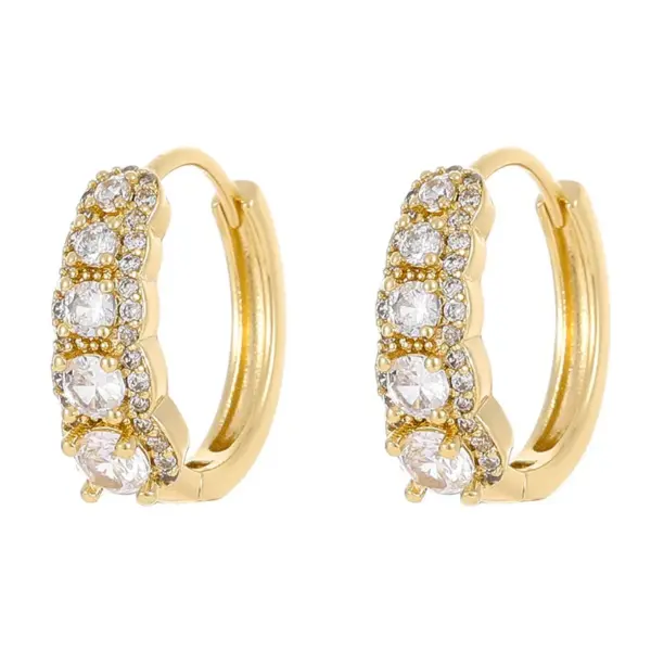 Wholesale Heart Shape Earrings For Women With 925 Sterling Silver Posts, Copper Base, And 14K Real Gold Plated Finish Featuring Zircon Inlay