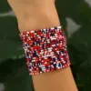 oly-ed1d330bfb15efd3e95c480384e7d467 Wholesale Unisex Round Glass Beaded Bracelet In Bohemian Style, Perfect For Independence Day