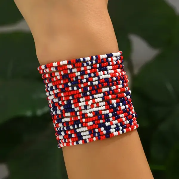 oly-ed1d330bfb15efd3e95c480384e7d467 Wholesale Unisex Round Glass Beaded Bracelet In Bohemian Style, Perfect For Independence Day