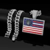 Wholesale Hip-Hop Necklace Featuring American Flag Pattern In Gold And Silver Colors