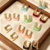 Wholesale Geometric Stud Earrings For Women, Waterproof Non Tarnish 304 Stainless Steel With 18K Real Gold Plated PVD Coating And Resin Inlay