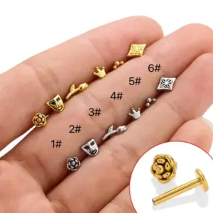 Wholesale 1 Piece Lip Rings Simple Style Classic Style Rose Crown 316L Stainless Steel Waterproof Non Tarnish Surgical Steel Rhinestones Ion Plating (IP) 18K Gold Plated Lip Rings Ear Cartilage Rings & Studs Nose Rings & Studs