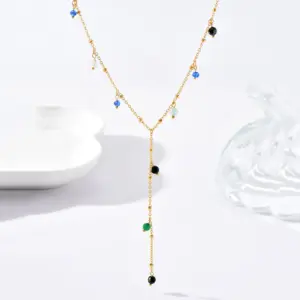 Wholesale Jewelry Simple Style Round Dots 304 Stainless Steel 14K Gold Plated Beaded Handmade Stainless Steel Necklaces