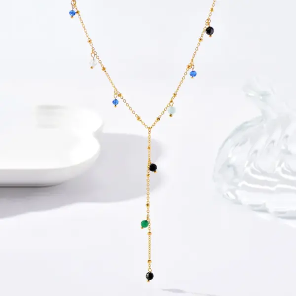 Wholesale Jewelry Simple Style Round Dots 304 Stainless Steel 14K Gold Plated Beaded Handmade Stainless Steel Necklaces
