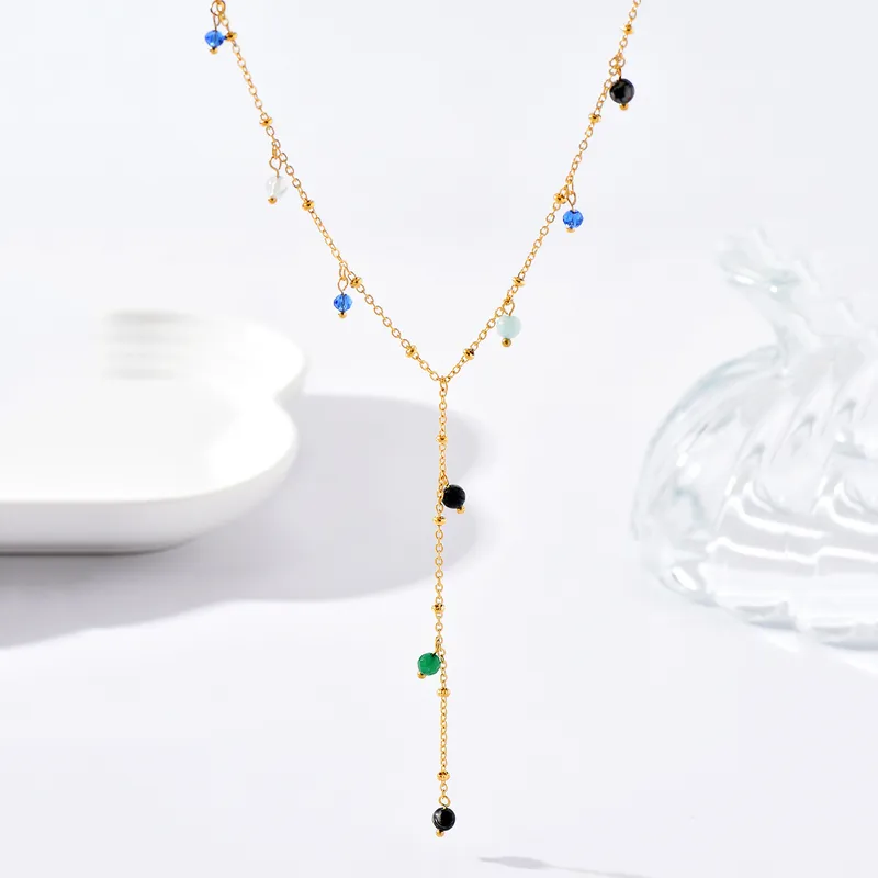 Wholesale Jewelry Simple Style Round Dots 304 Stainless Steel 14K Gold Plated Beaded Handmade Stainless Steel Necklaces