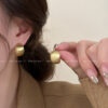 Wholesale Metallic shiny round ball earrings, slimming hoop earrings, retro earrings