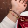 Wholesale Eco-friendly copper full diamond rose garden gradient pink diamond bracelet
