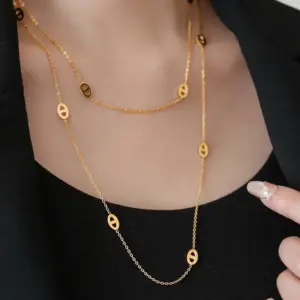 Wholesale Fashion Animal Titanium Steel Plating 18k Gold Plated Sweater Chain