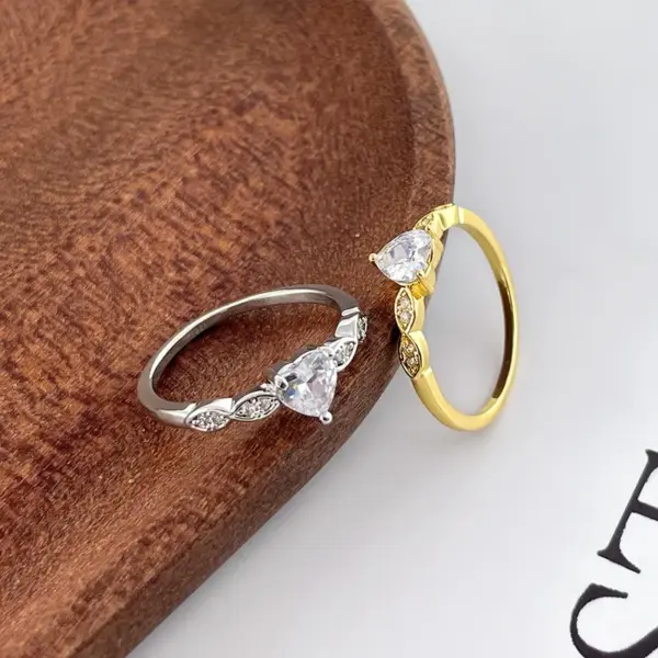 Wholesale Elegant Heart Shaped Ring For Women With Micro Paved Zircon Fashionable Personality Ring Romantic Style Suitable For Daily Wear And Dates