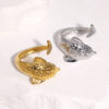 Wholesale Cute stainless steel dolphin ring, gold-plated and colorfast, open titanium steel ring