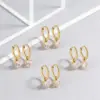 Wholesale Water Droplets Waterproof Non Tarnish Earrings For Women, 316 Stainless Steel With 18K Real Gold PVD Coated And Zircon Inlay